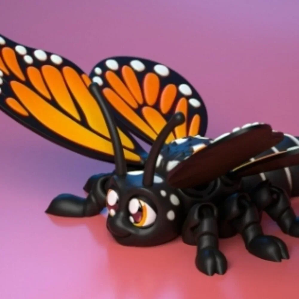 Flexi Monarch Butterfly  3D Printed Articulated Butterfly Figurine